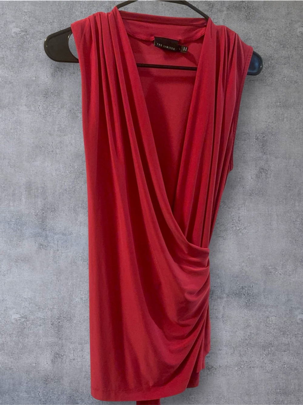 The Limited Red One-Shoulder Draped V-Neck Dress